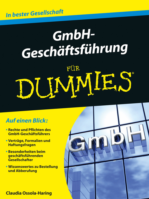 Cover image for GmbH-Geschäftsführung für Dummies
